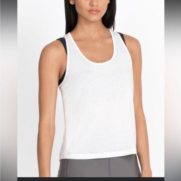 Johnny Was Calme Effect Racerback Tank In White - Picture 3 of 4